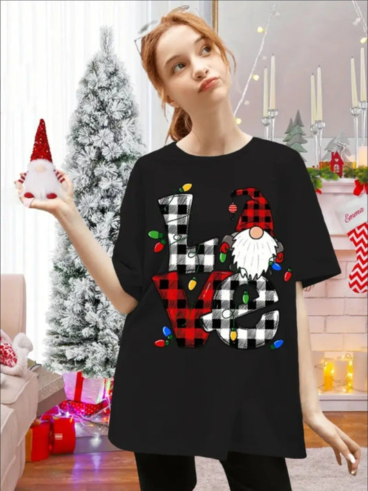 Girls' Festive Christmas Graphic Tee - Casual Crew Neck,  Machine Washable - Perfect For Summer