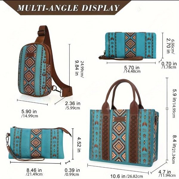 4Pcs Women's Tote Bag, Retro Work Bag Lightweight, Bohemian Style Tote Bag - Not Shipped On Weekends - Prohibited Sales Platforms - Temu, Walmart